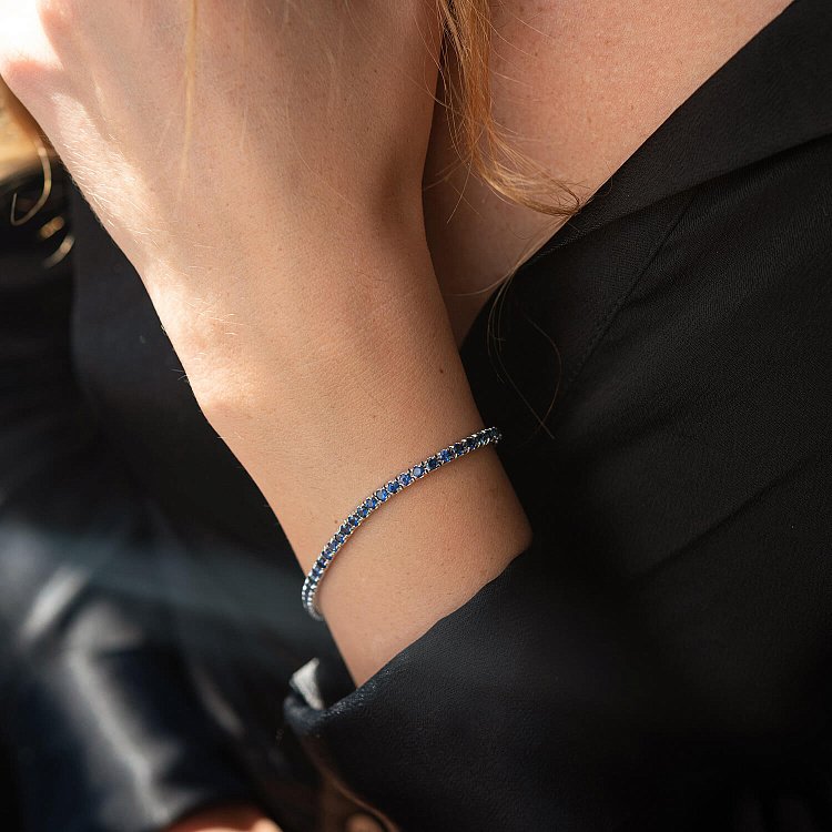 Браслет Теннис в белом золоте с сапфирами 518821529 от ювелирного магазина Оникс - 1