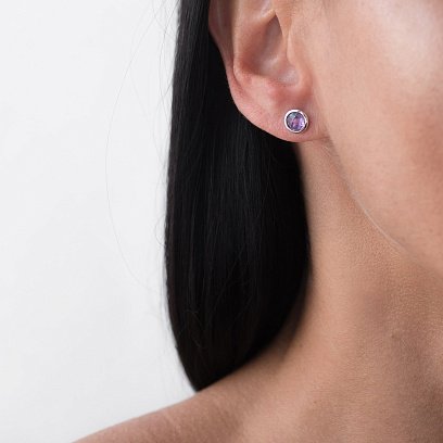 Золоті сережки-пусети (аметист) с06299 №2