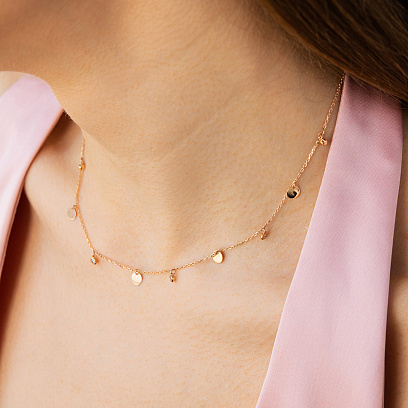 Колье "Монетки" в красном золоте (фианиты) кол02624 №4