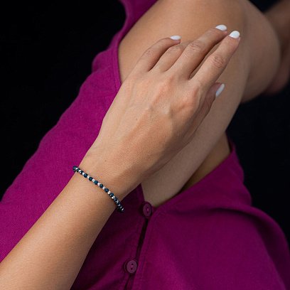 Срібний браслет зі штучним лазуритом 141515 №2