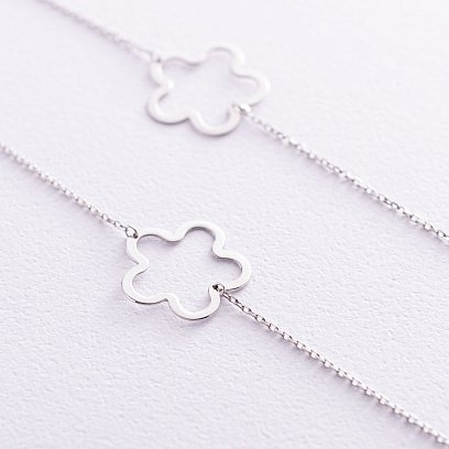 Золоті сережки - пусети на ланцюжку "Квіточки" с05952 №2