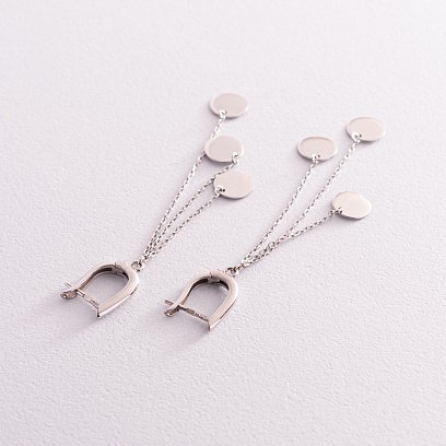 Срібні сережки "Монетки" на ланцюжку 123147 №3