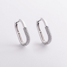 Золотые серьги с белыми фианитами  с09503