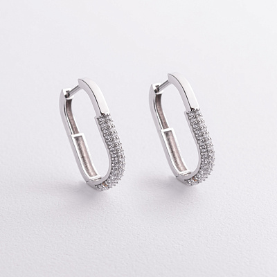 Золотые серьги с белыми фианитами  с09503