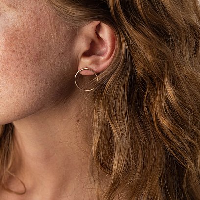 Золоті сережки "Кругообіг" (2.0 см) с07789 №5