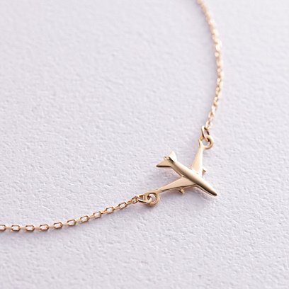 Браслет "Самолетик" в желтом золоте б04576 №2