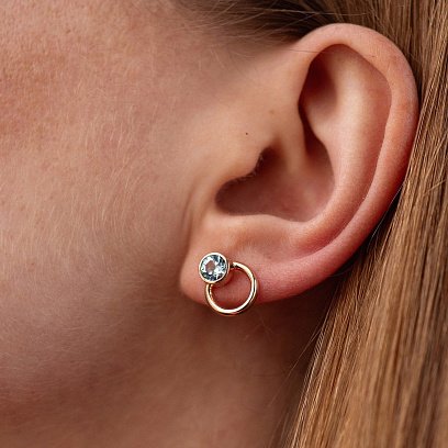 Сережки - пусети "Ейпріл" з блакитними топазами (червоне золото) с08231 №2