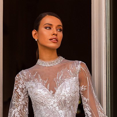 Серьги "Клевер" в желтом золоте (перламутр) с06900 №7