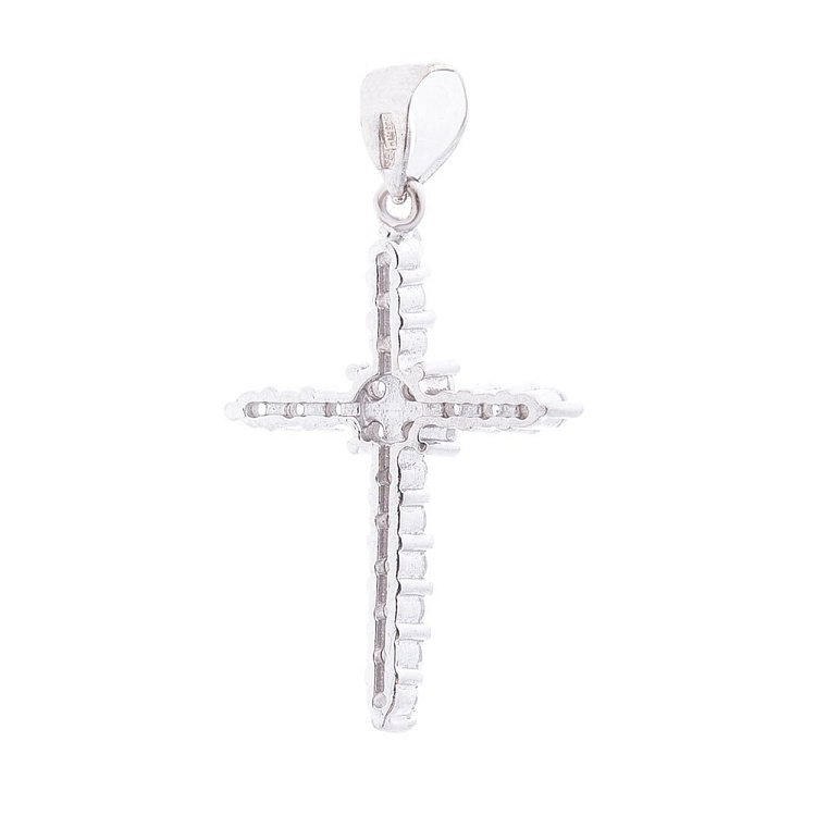 Хрестик (фіаніти, родій) 131998 - 1 Хрестик (фіаніти, родій) 131998 від ювелірного магазину Онікс - 1