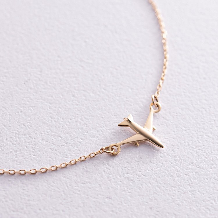 Браслет "Самолетик" в желтом золоте б04576 от ювелирного магазина Оникс - 2