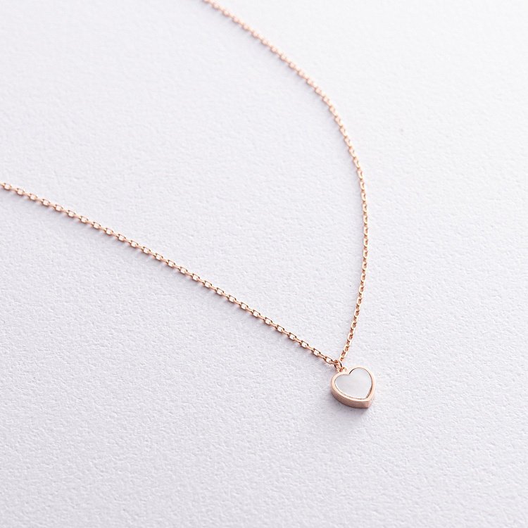 Золотое колье "Сердечко" с перламутром кол02396 от ювелирного магазина Оникс - 2