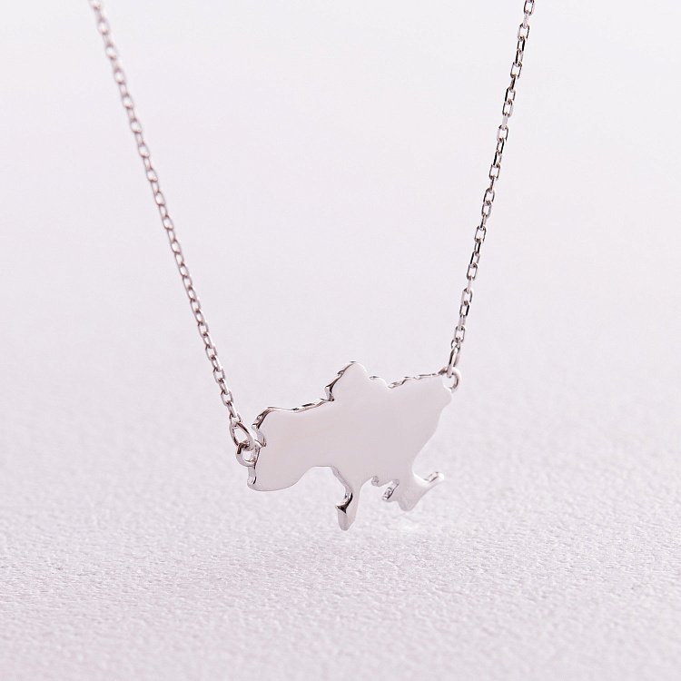 Колье "Моя Украина" в белом золоте (возможна гравировка) кол02300 от ювелирного магазина Оникс