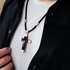 Чоловічий православний хрест з ебенового дерева та золота на шнурку кол02416 от ювелирного магазина Оникс - 4
