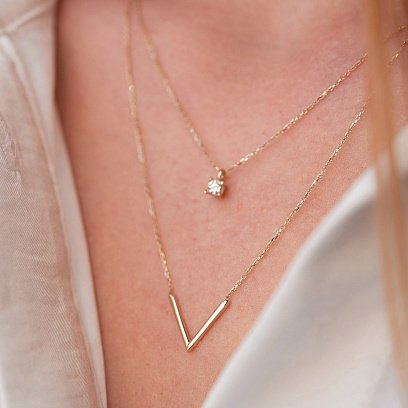 Золотое колье "Особенное" с фианитом кол02044 №3