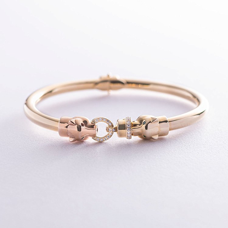 Золотой браслет "Пантера" (фианиты) б04303 от ювелирного магазина Оникс