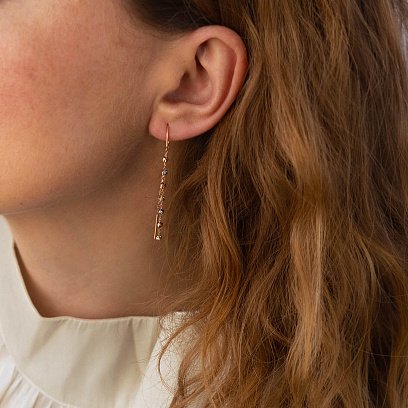 Сережки - протяжки "Кульки" у трьох кольорах золота с08092 №5