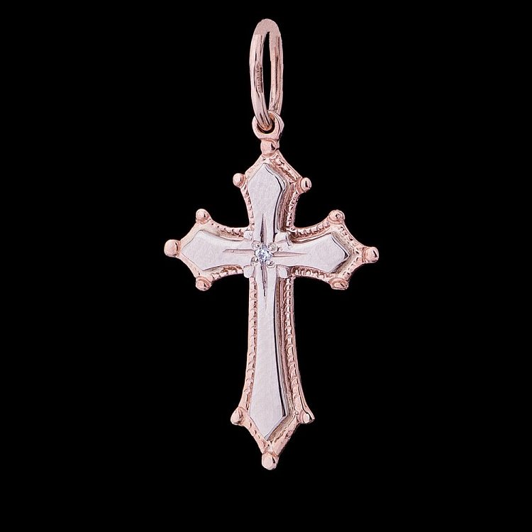 Золотой крестик с фианитом 2106 от ювелирного магазина Оникс