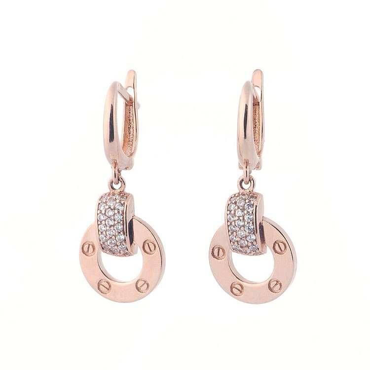 Золоті сережки з фіанітами с04493 від ювелірного магазину Онікс