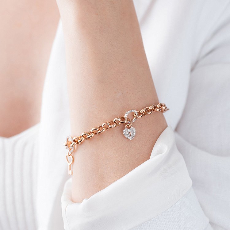 Браслет в красном золоте "Сердце, ключ и звездочка" (фианиты) б04876 от ювелирного магазина Оникс - 2