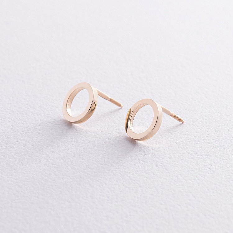 Серьги - пусеты "Круговорот" в желтом золоте с08304 от ювелирного магазина Оникс - 1