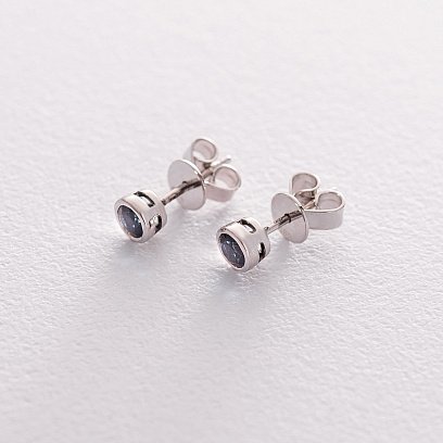 Золоті сережки-пусети з сапфірами сб0293gl №2