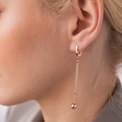 Золоті сережки "Кульки" на ланцюжку с07828 №6