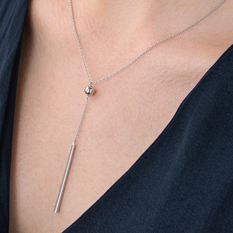 Кольє "Хлоя" з кулькою в білому золоті кол01936 від ювелірного магазину Онікс - 5