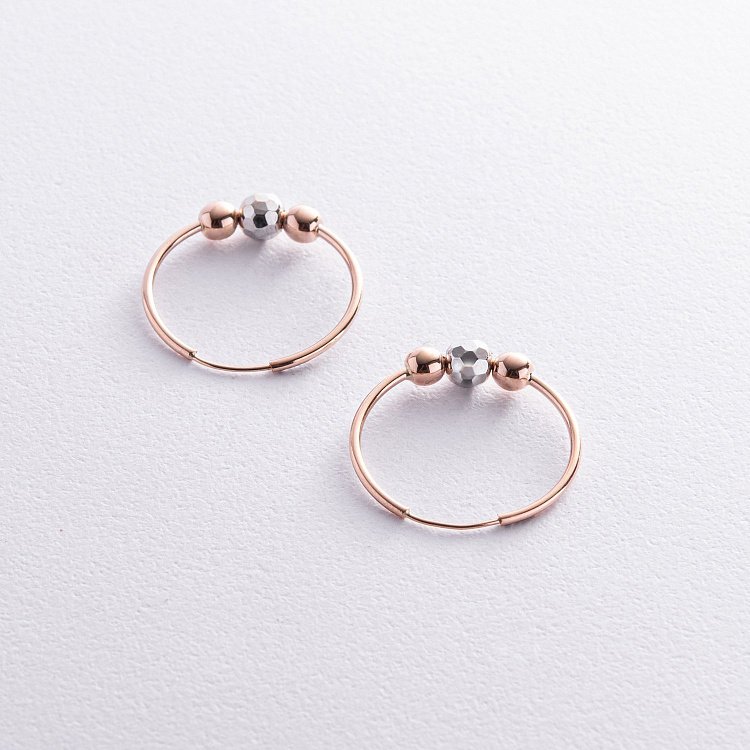 Золоті сережки - кільця з кульками с08365 від ювелірного магазину Онікс - 2