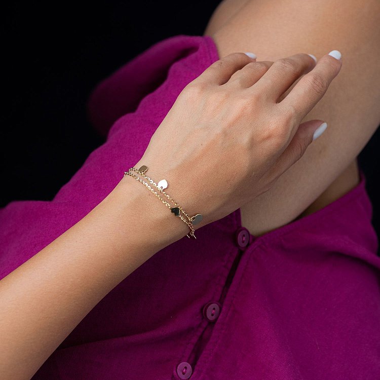 Браслет "Сердечки" в жовтому золоті б04501 від ювелірного магазину Онікс - 4