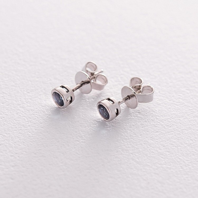 Золоті сережки-пусети з сапфірами сб0293gl від ювелірного магазину Онікс - 1