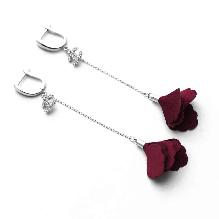 Серебряные серьги "Лепесточки" 122133 от ювелирного магазина Оникс - 4