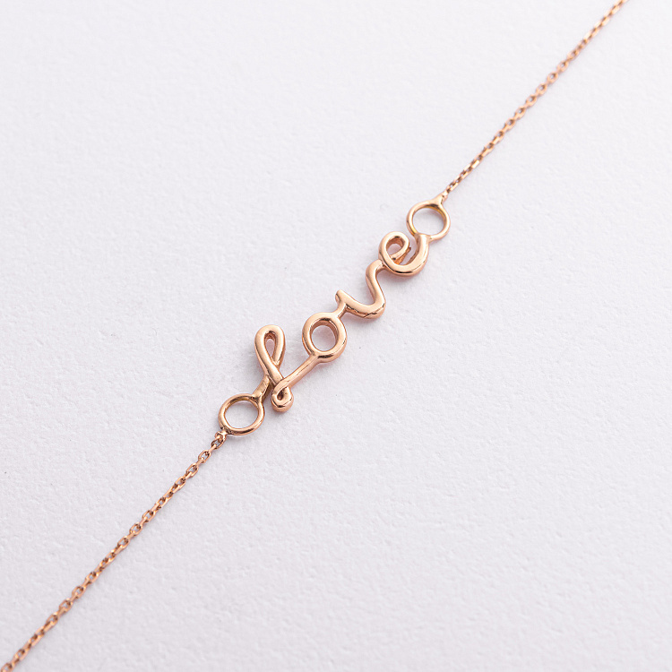 Браслет "Love" у червоному золоті на ногу б04172 - 1 Браслет "Love" у червоному золоті на ногу б04172 від ювелірного магазину Онікс - 1