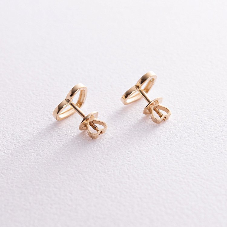 Серьги - пусеты "Сердечки" в желтом золоте с08171 от ювелирного магазина Оникс - 6