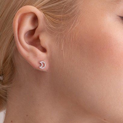 Золотые серьги - пусеты "Луна" с бриллиантами 36401121 №5