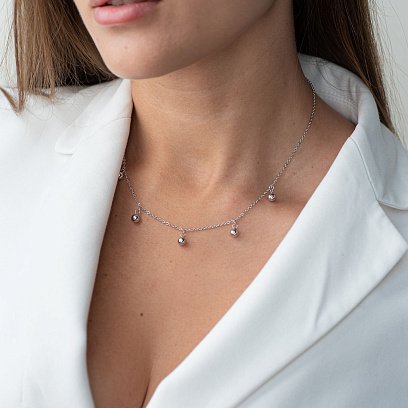 Срібне кольє "Кульки" 181065 №2