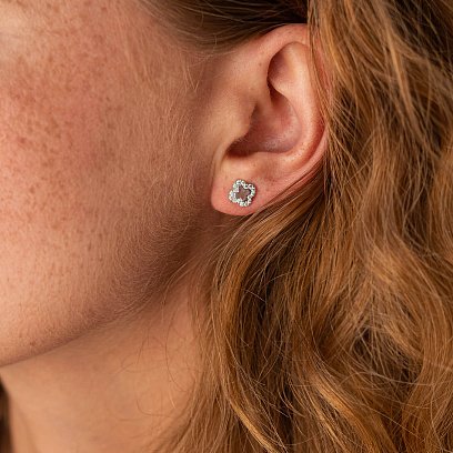 Золоті сережки-гвоздики "Конюшина" (фіаніт) с06180 №2