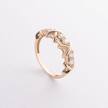 Кольцо "Rosie" с фианитами (желтое золото) к08135
