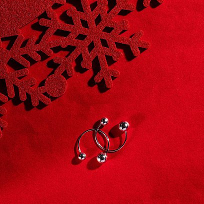 Серьги "Хельга" с шариками (белое золото) с08235 №10