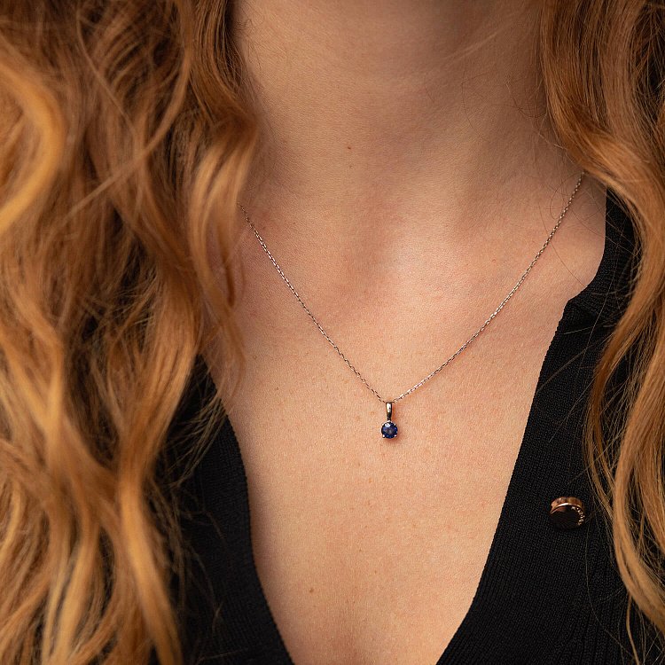 Золотой кулон с сапфиром пб0082gl от ювелирного магазина Оникс - 1