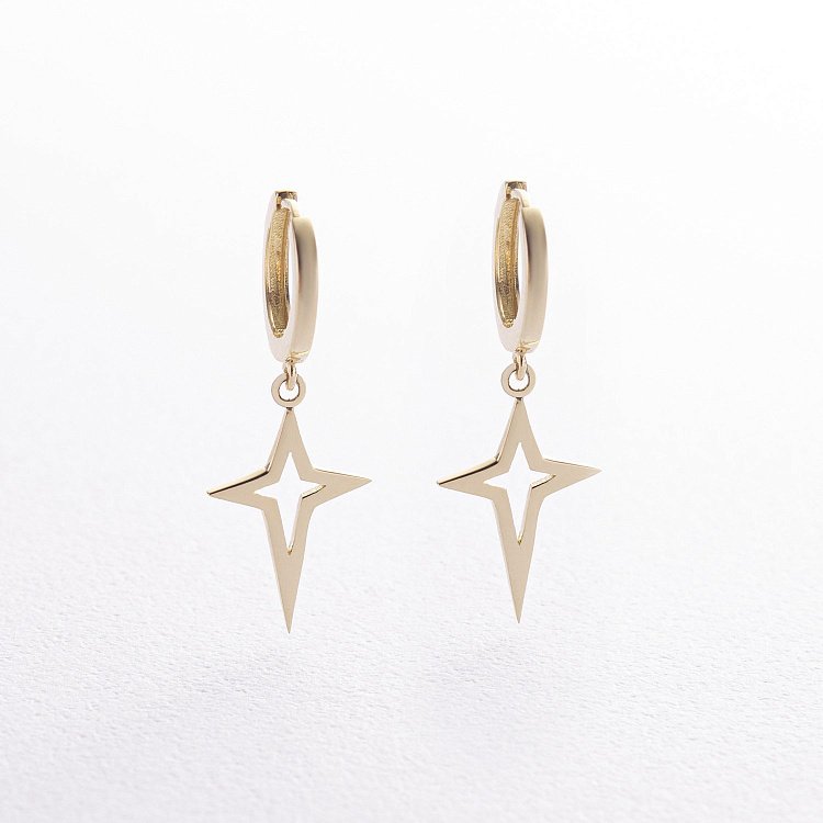 Сережки "Полярна зірка" у жовтому золоті с08332 від ювелірного магазину Онікс