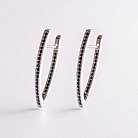 Серебряные серьги "Инициатива" (черные фианиты) 123247 от ювелирного магазина Оникс