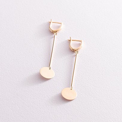 Серьги "Монетки" из желтого золота с07583 №3