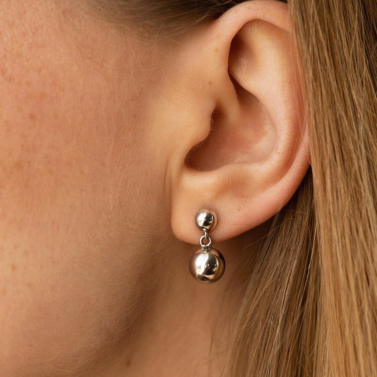 Серьги - пусеты "Margo" с шариками (белое золото) с08743 от ювелирного магазина Оникс - 4