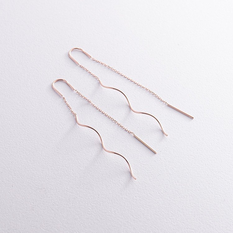 Сережки - протяжки "Завиток" із червоного золота с08333 від ювелірного магазину Онікс - 1