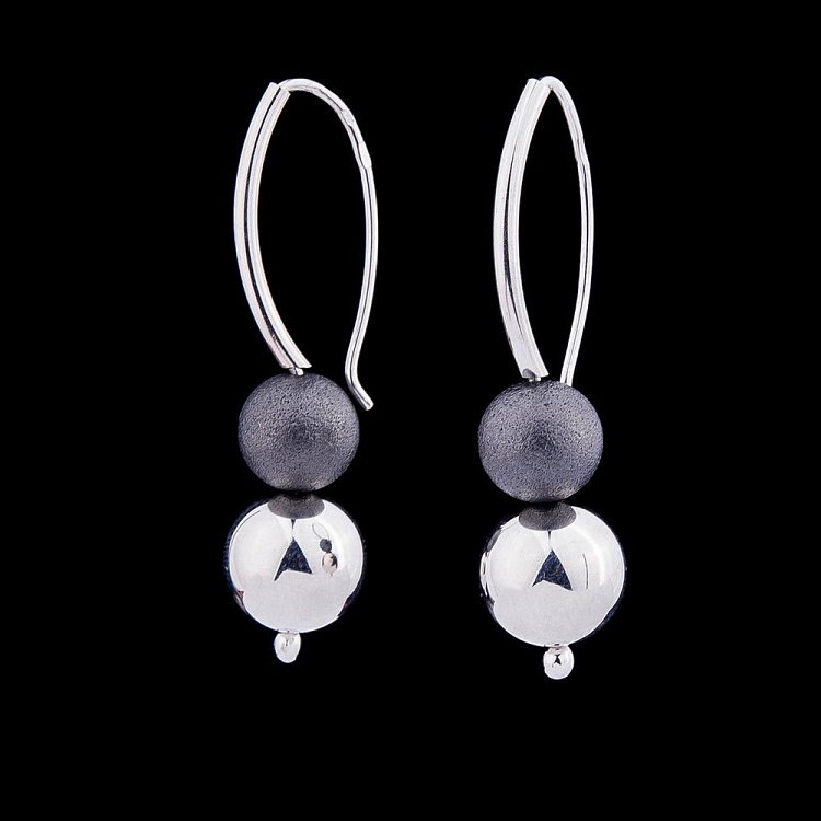 Срібні сережки кульки (чорніння) 12034 від ювелірного магазину Онікс - 1