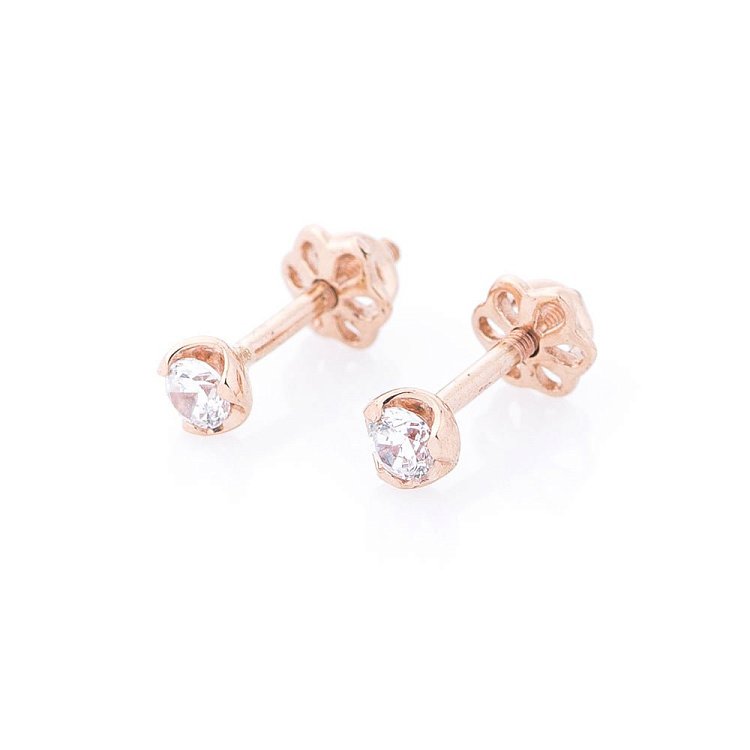 Золотые серьги-пусеты с фианитами с04942 от ювелирного магазина Оникс - 1