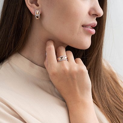 Золоті сережки з фіанітами с04409 №2