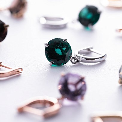 Золоті сережки "Захоплення" (синт. турмалін) с08484 №5