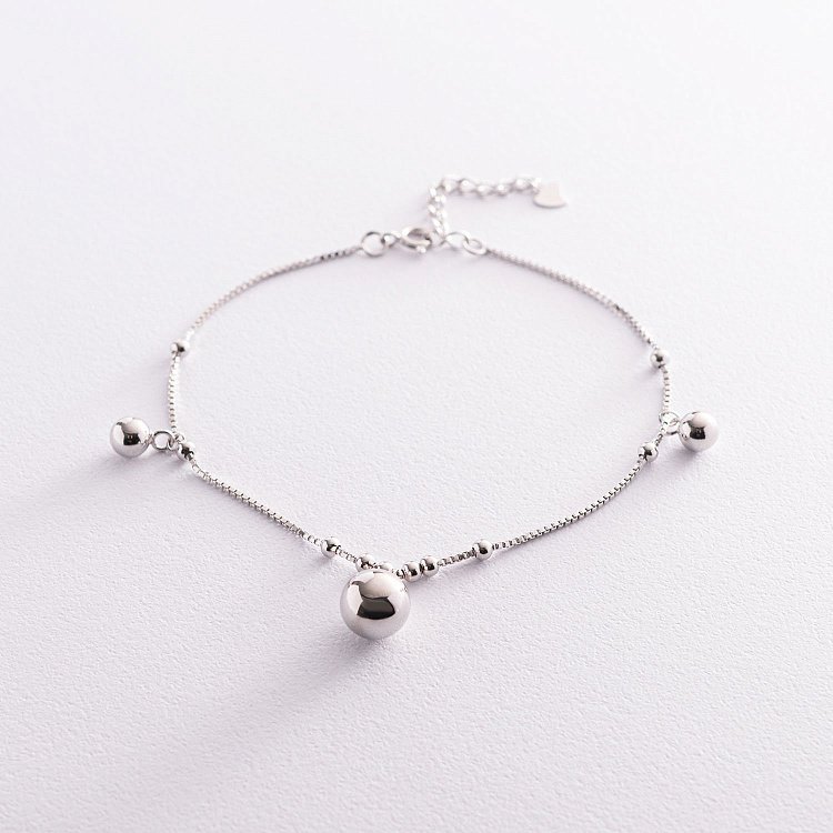 Серебряный браслет "Шарики" на ногу 141545 - 4 Серебряный браслет "Шарики" на ногу 141545 от ювелирного магазина Оникс - 4