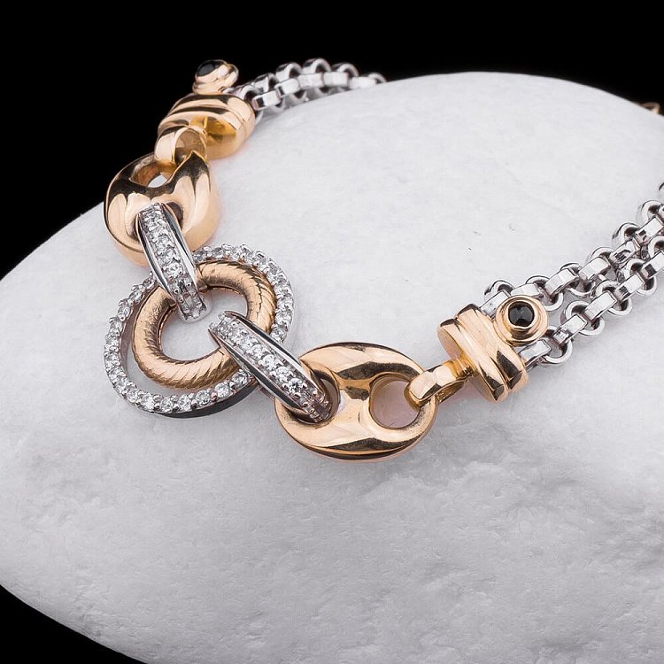 Женский браслет из желтого и белого золота б00817ж от ювелирного магазина Оникс - 1